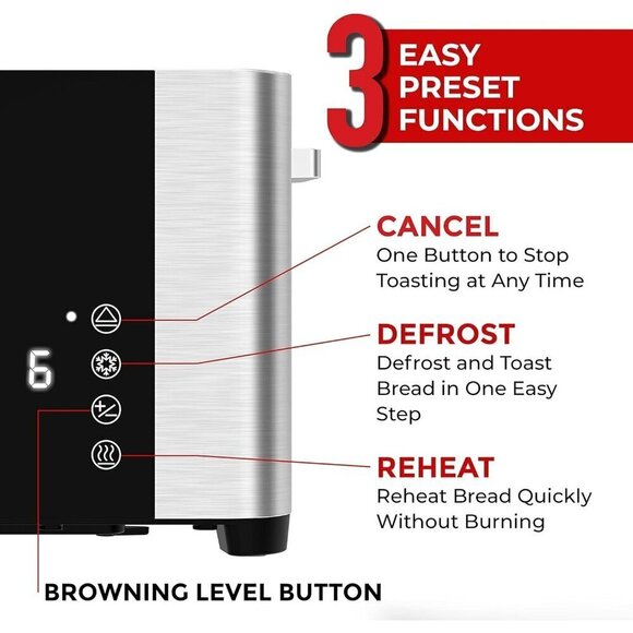Mueller UltraToast Full Stainless Steel Toaster 4 Slice, Long Extra-Wide Slots - Picture 3 of 7
